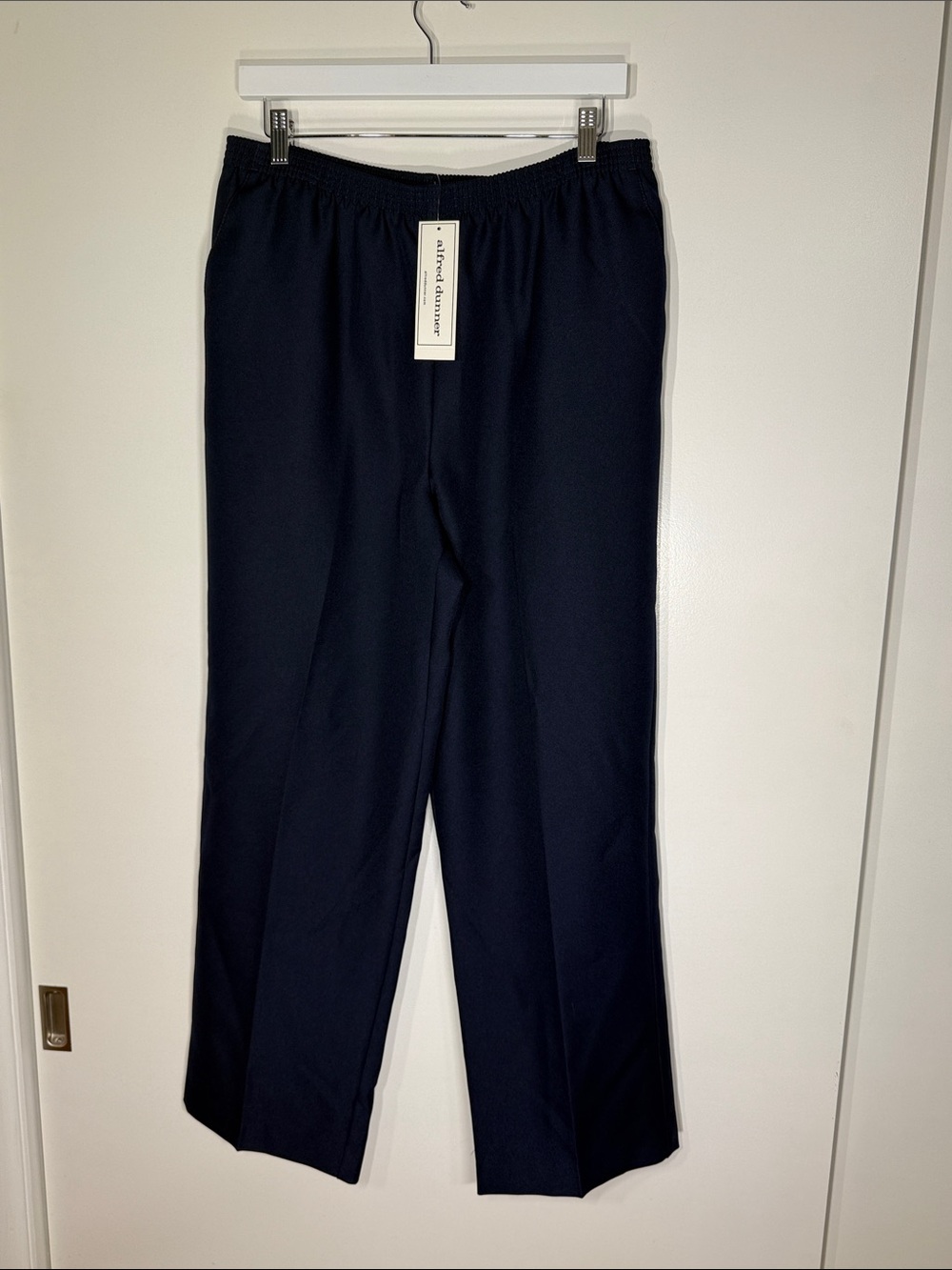 Alfred Dunner Navy Straight Leg Elastic Waist Trousers NWT